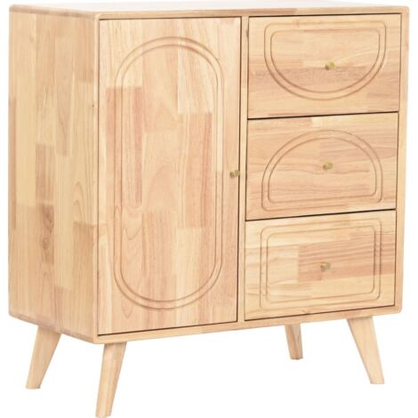 Buffet bois et rotin naturel style scandinave élégant - Bois naturel clair et doré