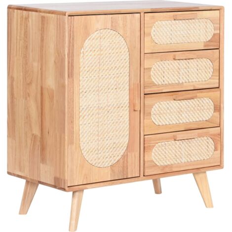 Buffet bois et rotin pour salon chic et élégant - Naturellement bois avec nuances de rotin