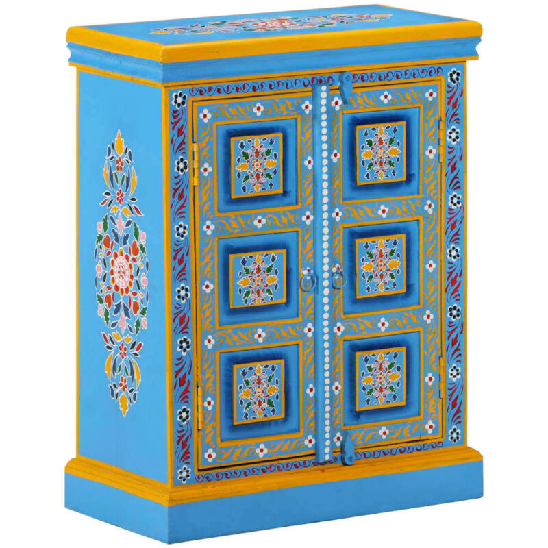 vidaXL Buffet Bois massif de manguier Peinture manuelle turquoise
