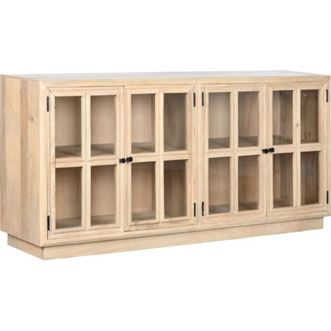 Buffet bois naturel vitrine élégance pour salon - Teinte naturelle de bois clair