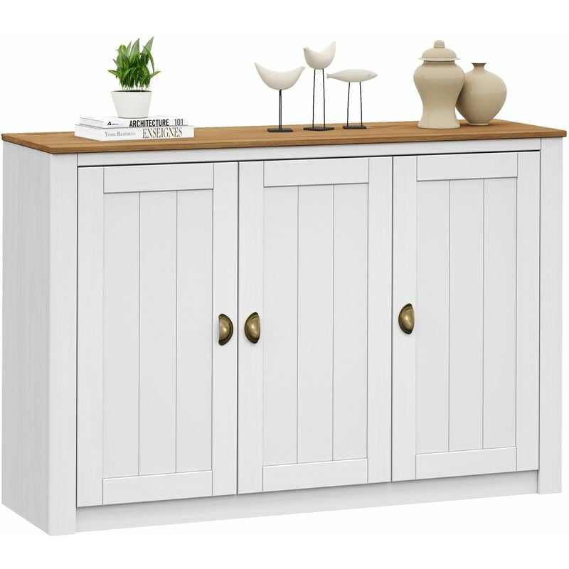 Idimex - Buffet salle à manger bolton l 130 cm en bois - Blanc et brun