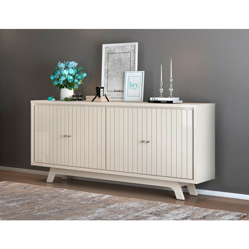 

Buffet BREST, 4 puertas, madera, blanco roto, 180 cms.