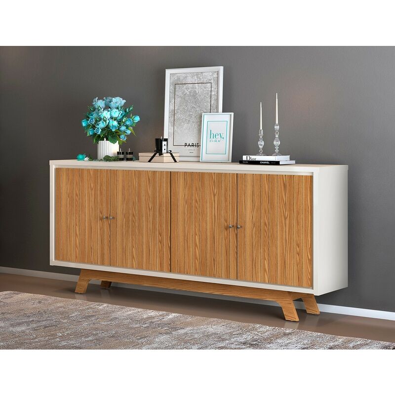 

Buffet BREST, 4 puertas, madera, roble y blanco roto, 180 cms.