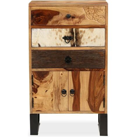 Buffet, buffet en bois de Sheesham 19.7x11.8x33.9in sculpté à la main pour la maison