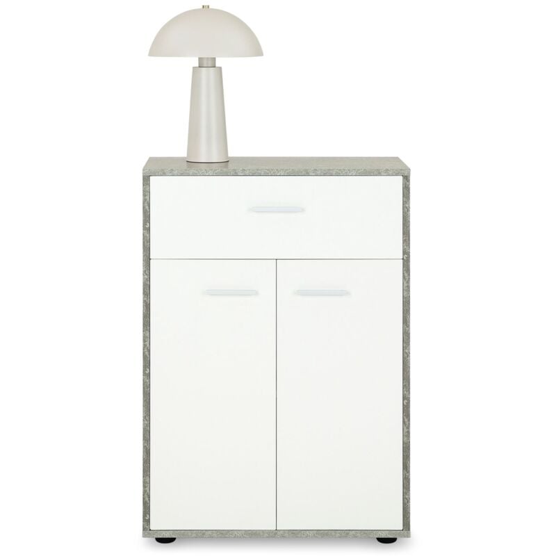 Idimex - Buffet salle à manger calais l 60 cm - Coloris béton et blanc