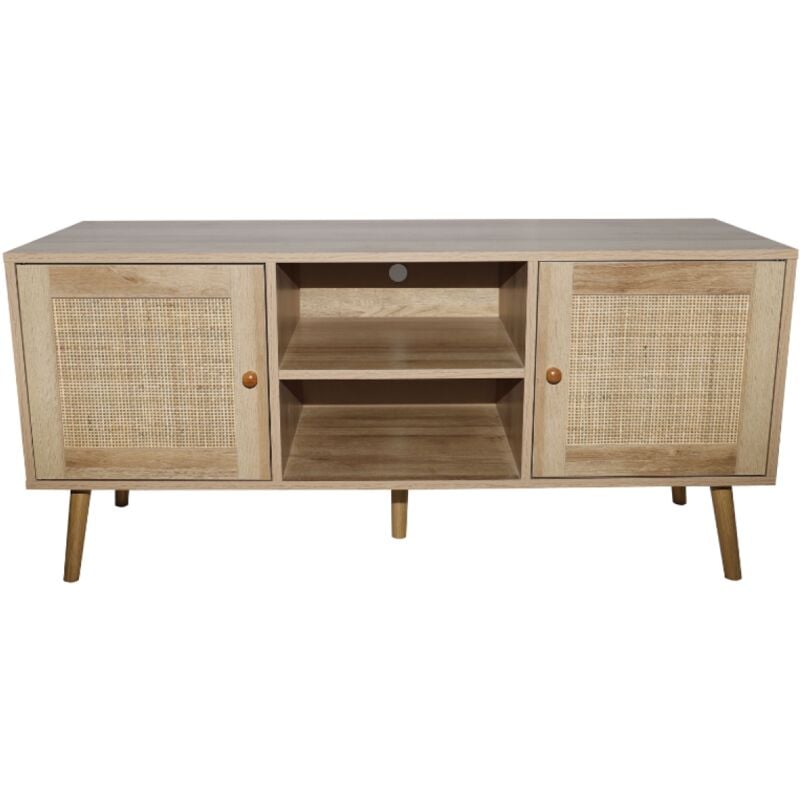 Concept-usine - Buffet Cange avec portes effet cannage et 2 niches 120 cm