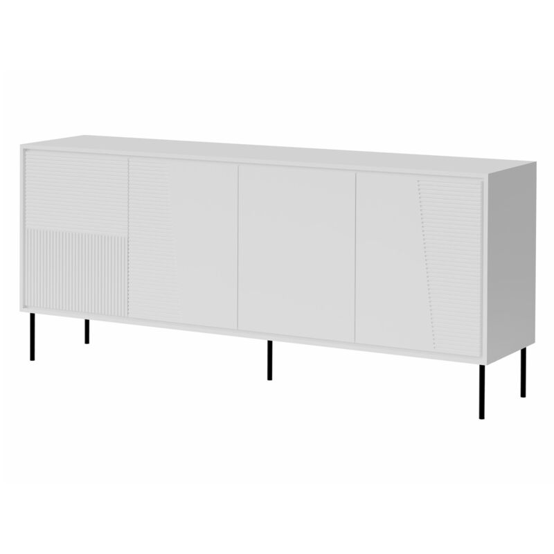 Buffet Charlotte 208, Blanc, 87x200cm, Le nombre de portes: 045cm, Stratifié, mdf