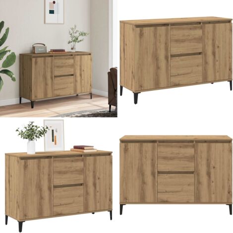 Buffet chêne artisanal 102x35x70 cm bois d'ingénierie - Buffet industriel - Rangement bois
