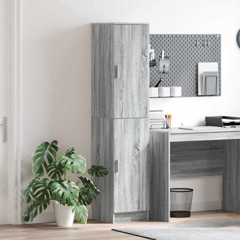 Vidaxl – Highboard Sonoma gris 35 x 39 x 168 cm – Bois d'ingénierie – Avec porte – Assemblage facile – Rangement élégant pour salon contemporain