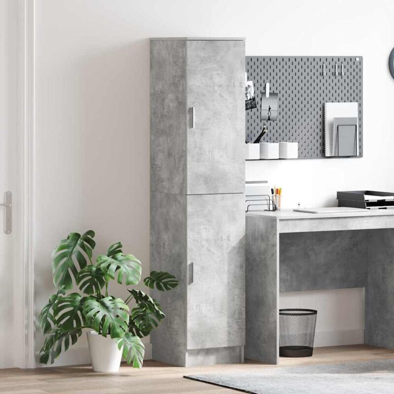 Vidaxl – Highboard gris béton 35 x 39 x 168 cm – Bois d'ingénierie – Avec porte – Assemblage facile – Rangement élégant pour salon moderne