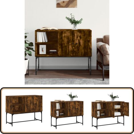 Buffet chêne fumé 100x40x79,5 cm bois d'ingénierie - Buffet Industriel - Meuble De Rangement - Armoire - Commode - Mobilier