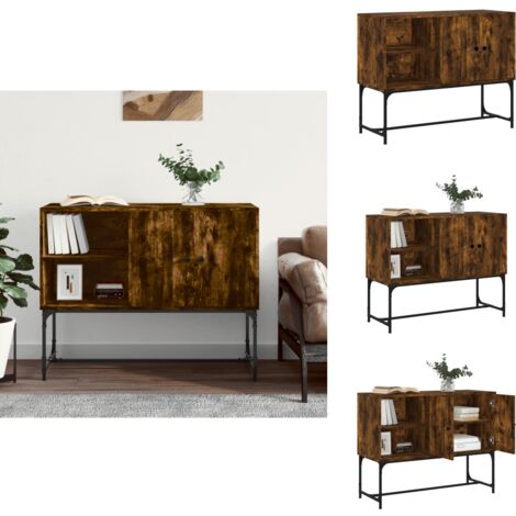 Buffet chêne fumé 100x40x79,5 cm bois d'ingénierie - Buffet Industriel - Meuble De Rangement - Armoire - Commode - Mobilier