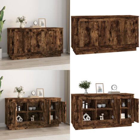 Buffet chêne fumé 102x35x55 cm bois d'ingénierie - Buffet - Commode - Rangement - Mobilier - Cuisine - Home & Living