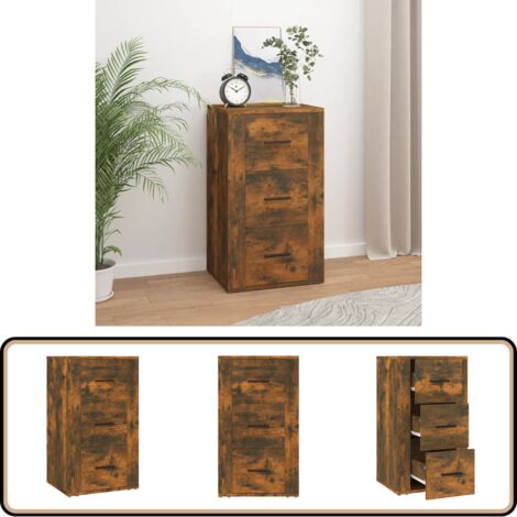 Buffet Chêne fumé 40x33x70 cm Bois d'ingénierie - Buffet - Commode - Meuble De Rangement - Mobilier - Bois D'ingénierie