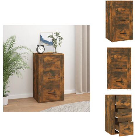 Buffet Chêne fumé 40x33x70 cm Bois d'ingénierie - Buffet - Commode - Meuble De Rangement - Mobilier - Bois D'ingénierie