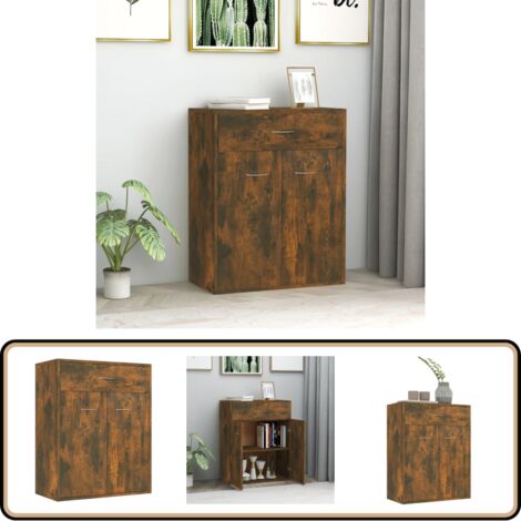 Buffet Chêne fumé 60x30x75 cm Bois d'ingénierie - Buffet - Meuble De Rangement - Armoire - Commode - Mobilier Moderne