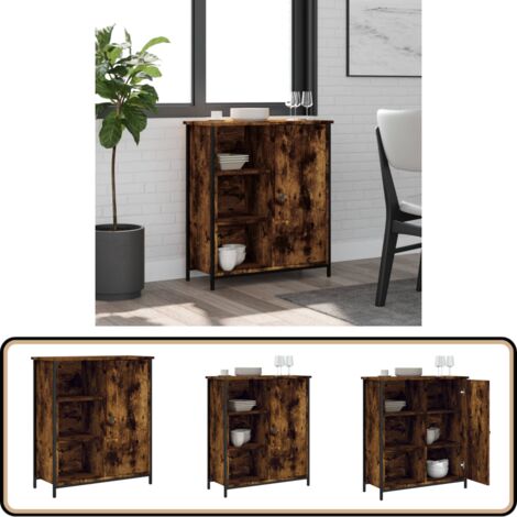 Buffet chêne fumé 70x30x80 cm bois d'ingénierie - Buffet - Commode - Meuble De Rangement - Mobilier - Décoration Intérieure