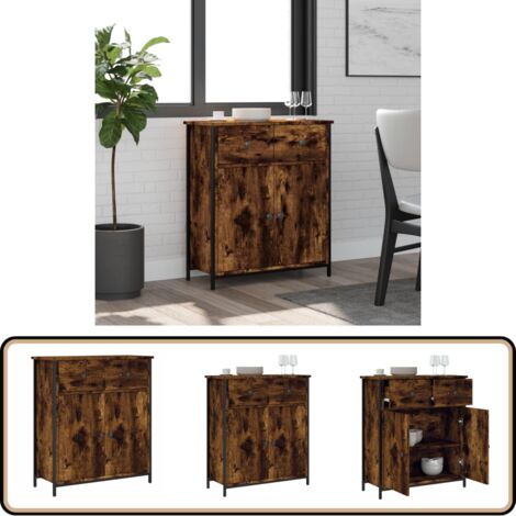 Buffet chêne fumé 70x30x80 cm bois d'ingénierie - Buffet - Commode - Meuble De Rangement - Mobilier - Décoration Intérieure
