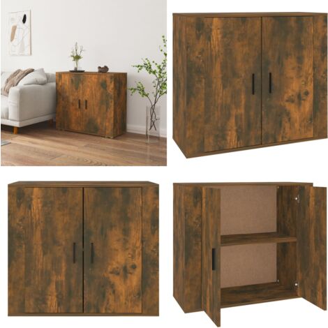 Buffet Chêne fumé 80x33x70 cm Bois d'ingénierie - Buffet - Commode - Rangement - Meuble De Salon - Meuble Entrée - Home & Living