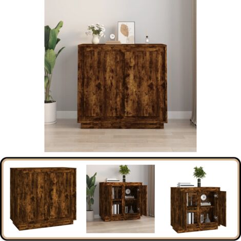 Buffet chêne fumé 80x34x75 cm bois d'ingénierie - Buffet - Commode - Meuble De Rangement - Mobilier - Cuisine