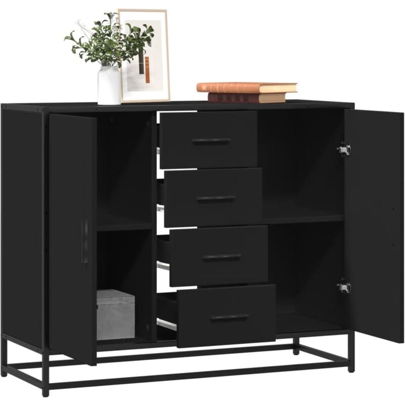 Vidaxl - Buffet noir 92x35x76 cm bois d'ingénierie