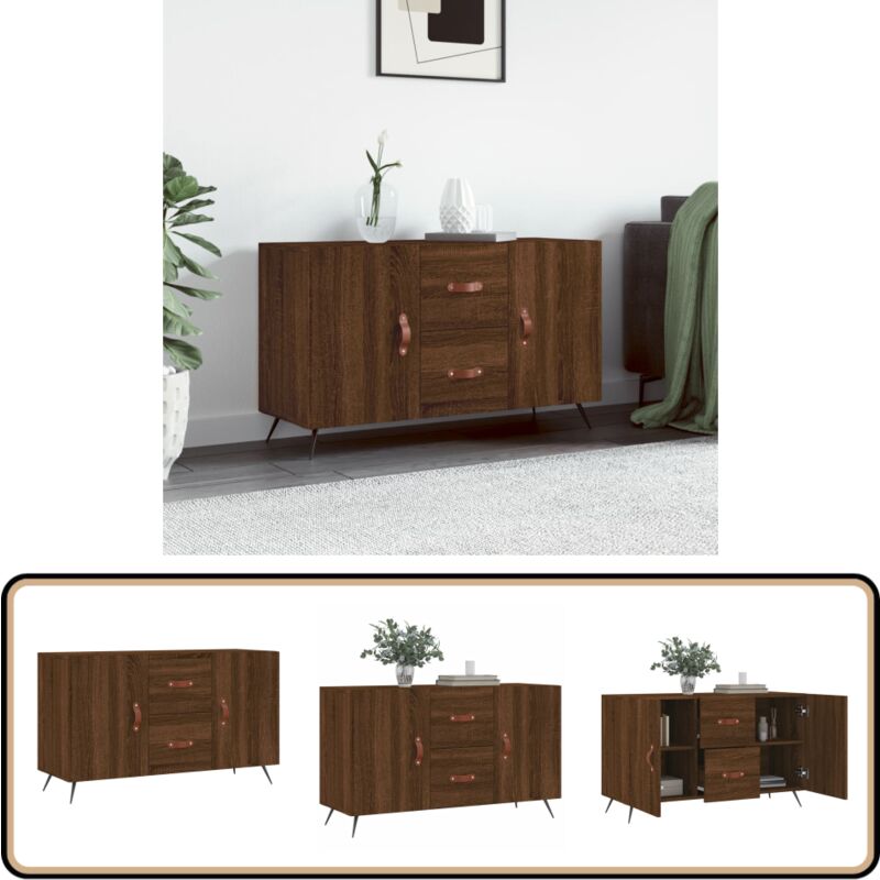 Buffet chêne marron 100x36x60 cm bois d'ingénierie - Buffet Moderne - Meuble De Rangement - Armoire - Commode - Mobilier De Salon