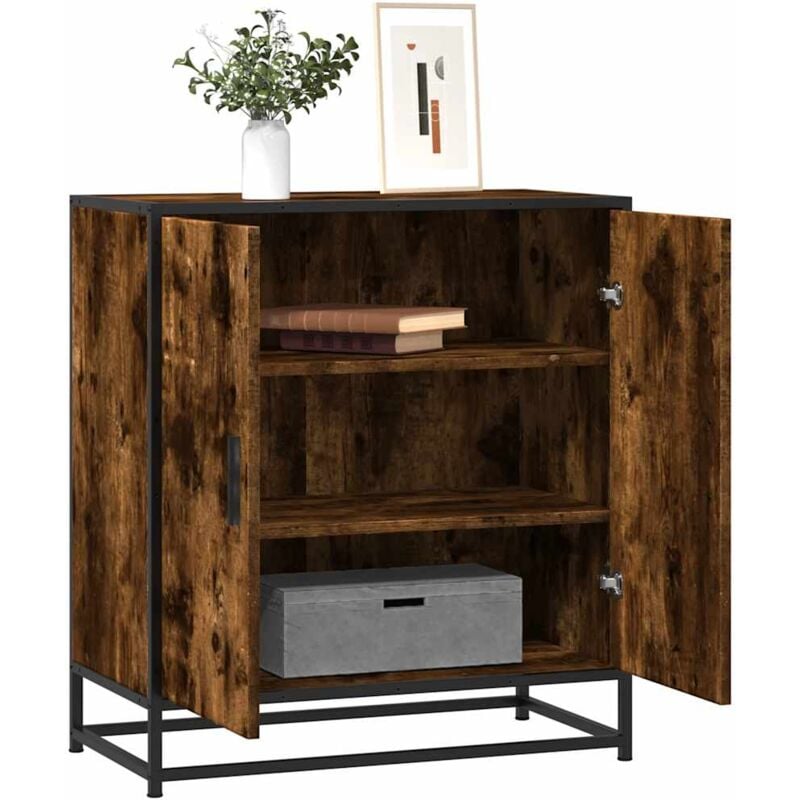 Vidaxl - Buffet chêne fumé 68x35x76 cm bois d'ingénierie et métal