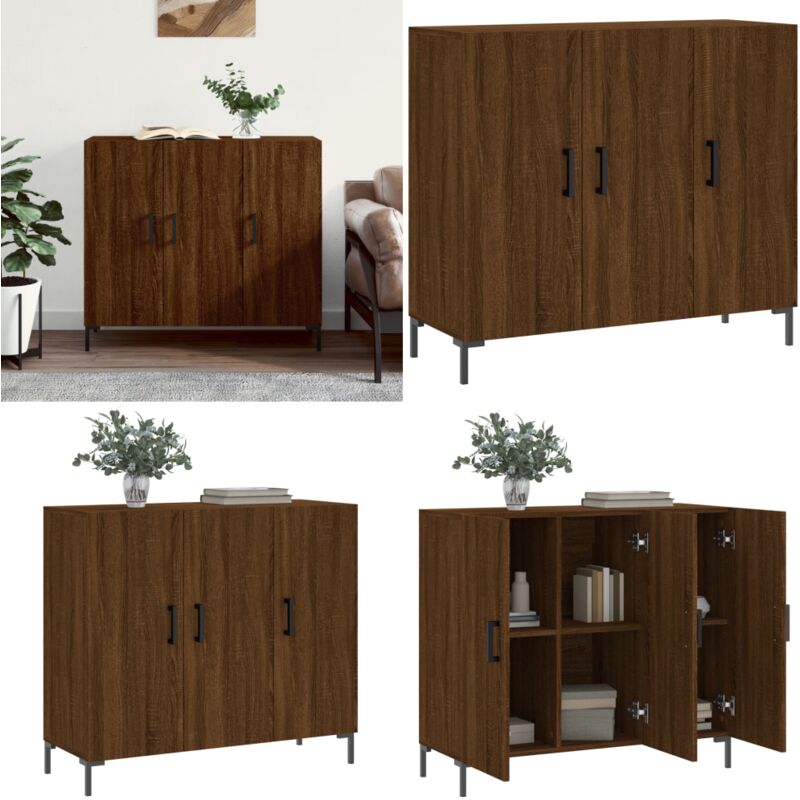 Vidaxl - Buffet chêne marron 90x34x80 cm bois d'ingénierie - Buffet Moderne - Armoire De Rangement - Mobilier De Salon - Meuble Design - Meuble