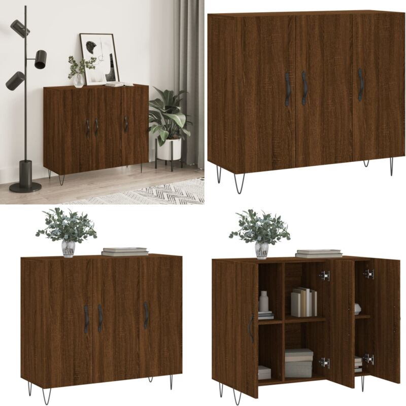 Vidaxl - Buffet chêne marron 90x34x80 cm bois d'ingénierie - Buffet Moderne - Armoire De Rangement - Meuble tv - Mobilier Salon - Design Intemporel