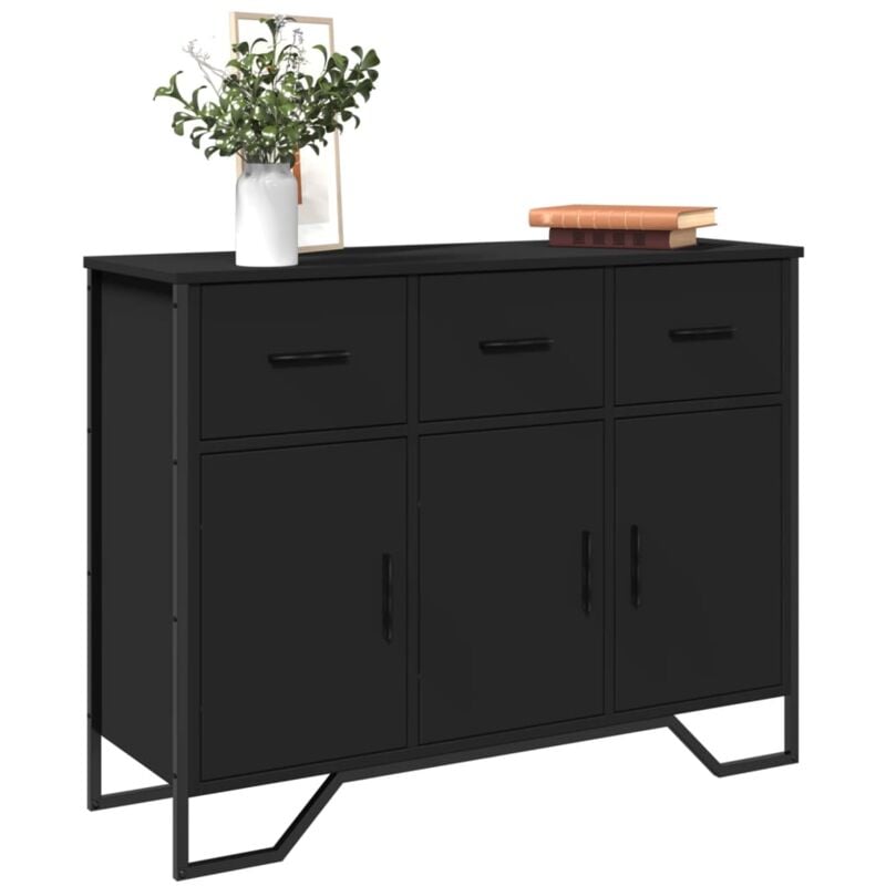 vidaXL Buffet noir 97x32,5x74,5 cm bois d’ingénierie