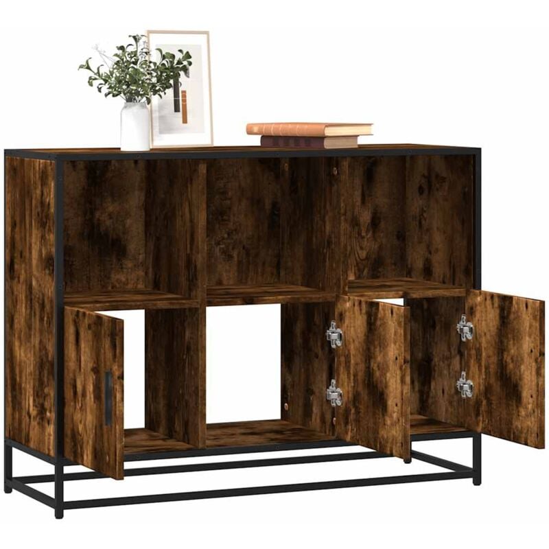 vidaXL Buffet chêne fumé 100x35x76 cm bois d'ingénierie