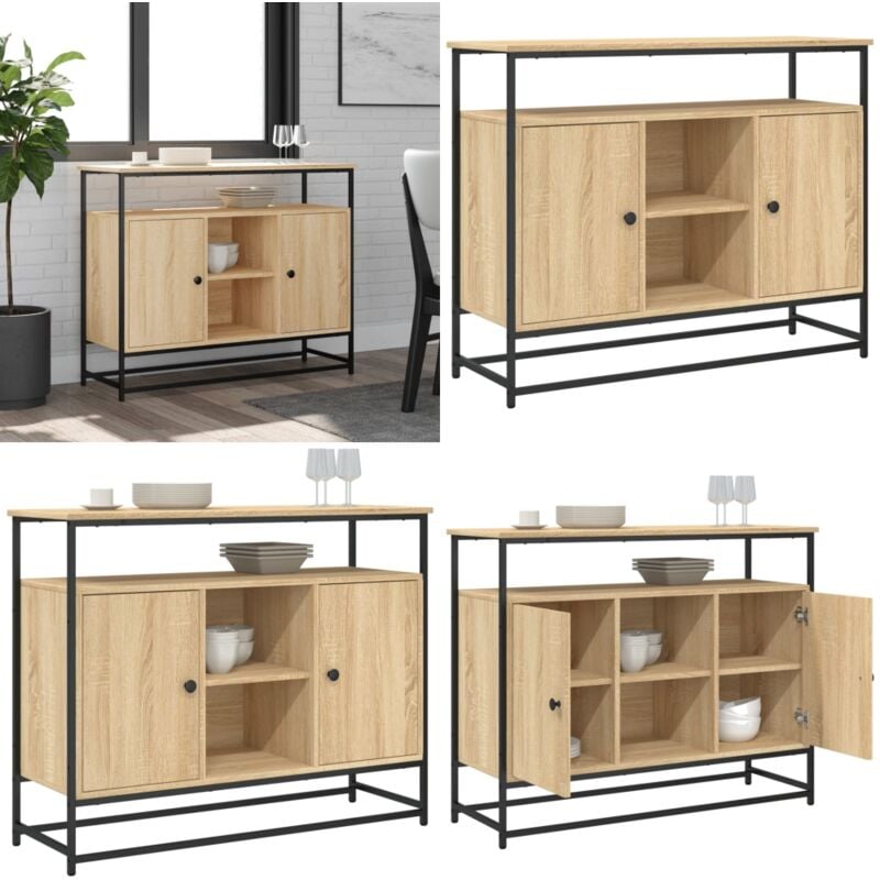 Vidaxl - Buffet chêne sonoma 100x35x80 cm bois d'ingénierie - Buffet - Commode - Meuble De Rangement - Mobilier - Bois D'ingénierie - Home & Living