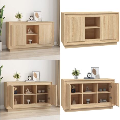 Buffet chêne sonoma 102x35x60 cm bois d'ingénierie - Buffet - Commode - Meuble De Rangement - Mobilier - Cuisine - Home & Living