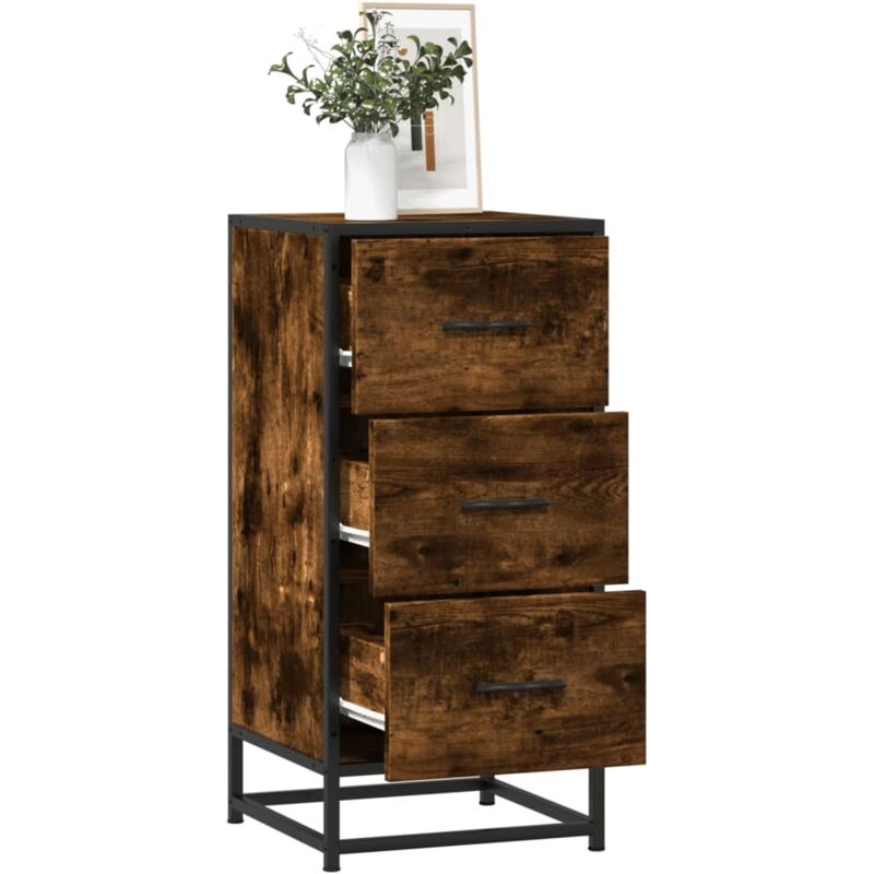 Vidaxl - Buffet chêne fumé 35,5x35x76 cm bois d'ingénierie et métal