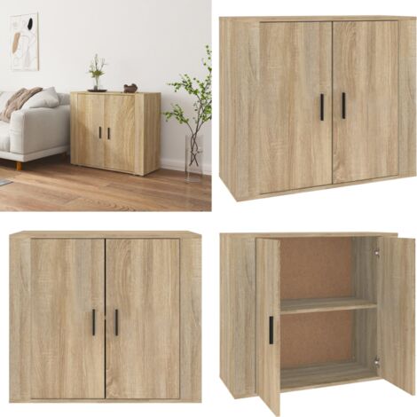 Buffet Chêne sonoma 80x33x70 cm Bois d'ingénierie - Buffet - Commode - Rangement - Meuble De Salon - Meuble Entrée - Home & Living