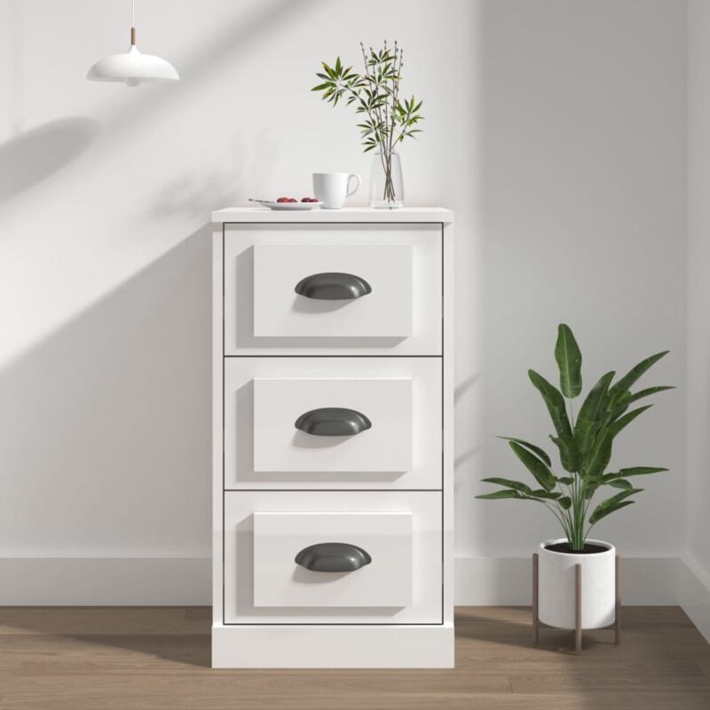 vidaXL Buffet blanc brillant 36x35,5x67,5 cm bois d'ingénierie