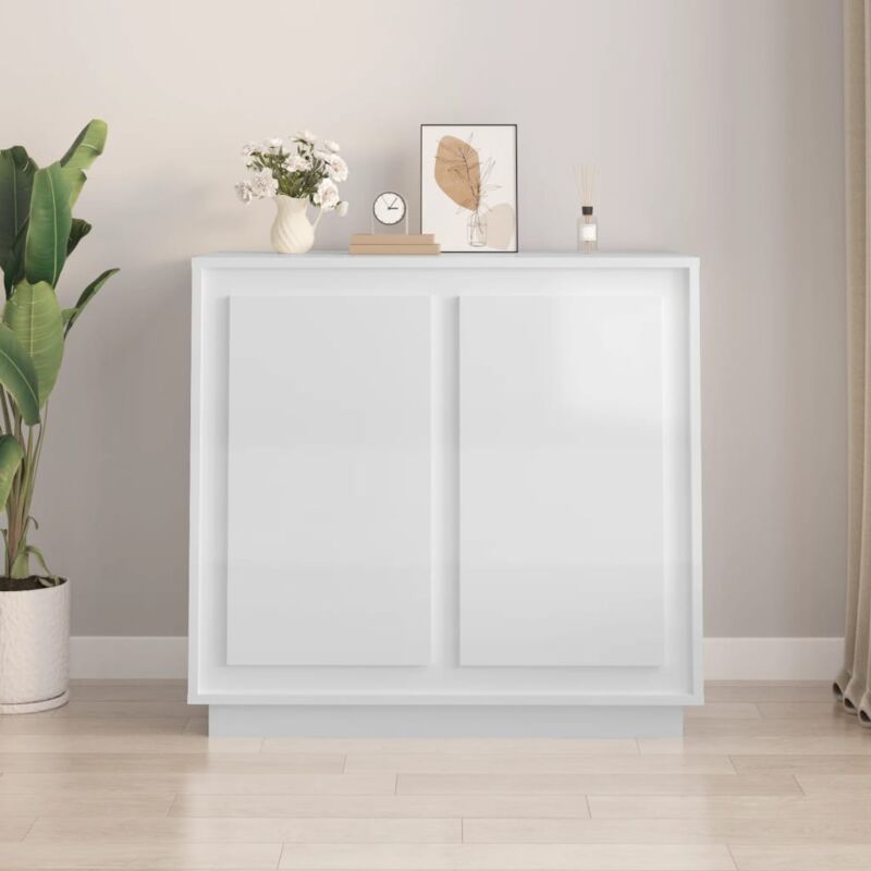 Vidaxl - Buffet blanc brillant 80x34x75 cm bois d'ingénierie