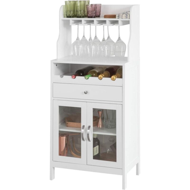 Sobuy - Buffet Commode Armoire de Rangement avec Porte-Bouteilles Casier à Bouteilles Range Bouteille Meuble à Bouteille ® FSB24-W