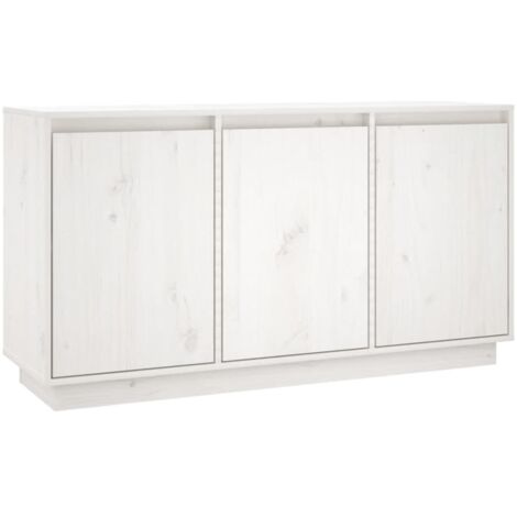 Buffet Commode Armoire Luxueux, pour Salon Chambre Entrée Cuisine, Blanc 111x34x60 cm Bois massif de pin OIB5546E
