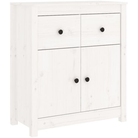 Buffet Commode Armoire Luxueux, pour Salon Chambre Entrée Cuisine, Blanc 70x35x80 cm Bois massif de pin OIB8709E