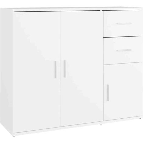 Buffet Commode Armoire Luxueux, pour Salon Chambre Entrée Cuisine, Blanc 91x29,5x75 cm Bois d'ingénierie OIB8637E