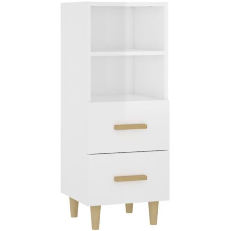 Buffet Commode Armoire Luxueux, pour Salon Chambre Entrée Cuisine, Blanc brillant 34,5x34x90 cm Bois d'ingénierie OIB4812E