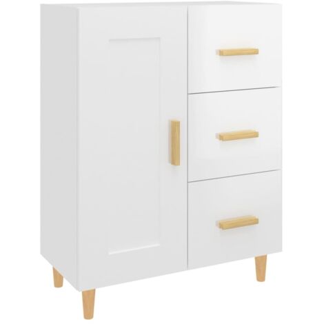 Buffet Commode Armoire Luxueux, pour Salon Chambre Entrée Cuisine, Blanc brillant 69,5x34x90 cm Bois d'ingénierie OIB9331E