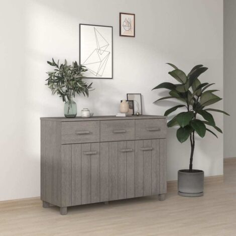 Buffet Commode Armoire Luxueux, pour Salon Chambre Entrée Cuisine, Gris clair 113x40x80 cm Bois massif de pin OIB7005E