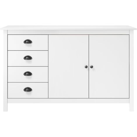 Buffet Commode Armoire Luxueux, pour Salon Chambre Entrée Cuisine, Hill Range Blanc 130x40x80 cm Bois de pin solide OIB6349E