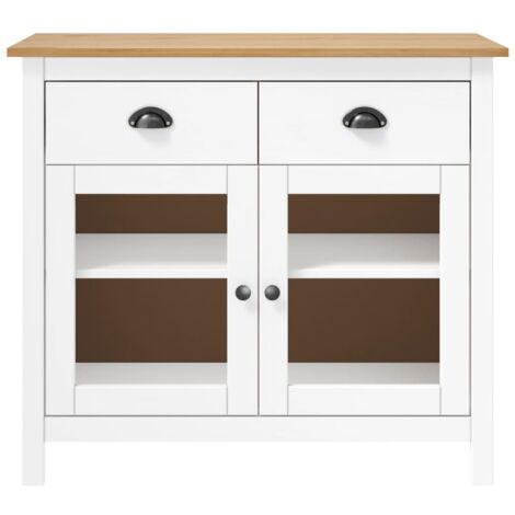 Buffet Commode Armoire Luxueux, pour Salon Chambre Entrée Cuisine, Hill Range Blanc 90x40x80 cm Bois de pin solide OIB8207E