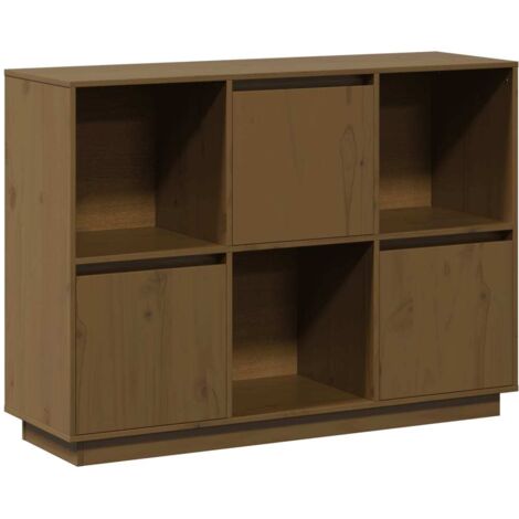 Buffet Commode Armoire Luxueux, pour Salon Chambre Entrée Cuisine, Marron miel 110.5x35x80 cm Bois massif de pin OIB1484E