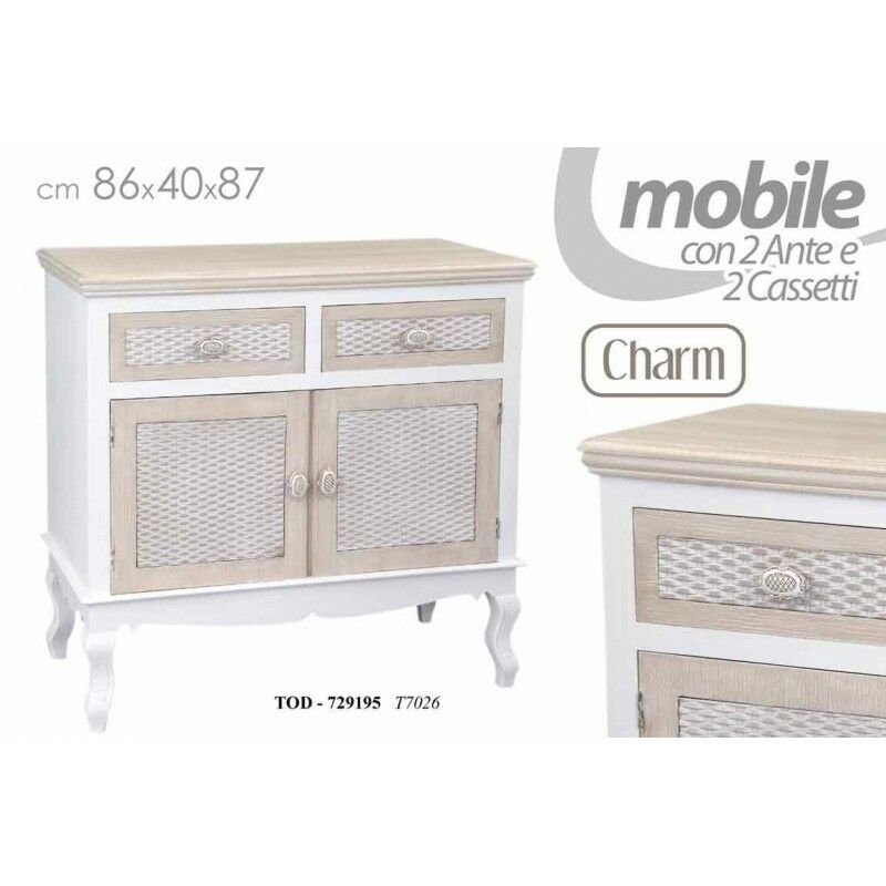 Iperbriko - Buffet console style shabby blanc beige charm cm 86 x 40 x 87 h