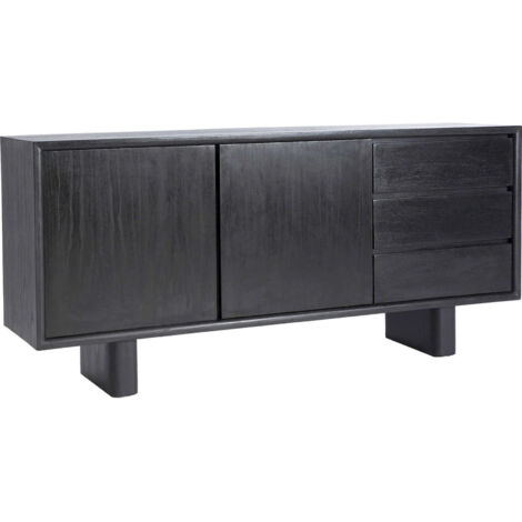 Buffet contemporain en bois de mindi noir élégant et raffiné - Noir bois profond élégant
