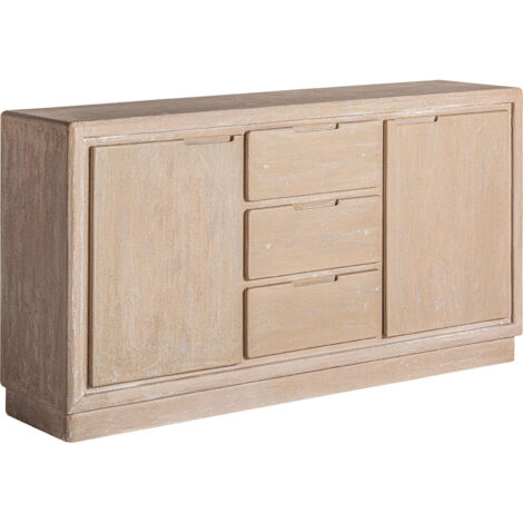 Buffet contemporain en bois mdf finition chêne clair élégant - Chêne clair et pieds noirs